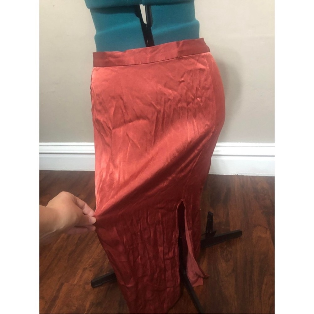 Anthropologie WAYF Rust Slip Midi Skirt